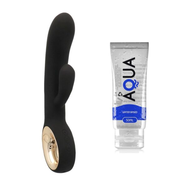 Toyz4Lovers - Twin Touch Black Rabbit Vibrator & Lube