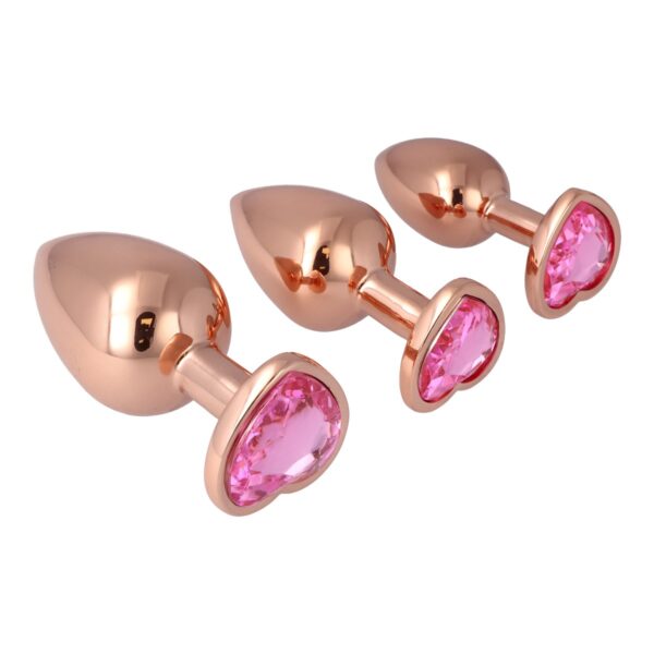 Pick&Love - Rose Gold Butt Plug Set With Pink Heart - Image 2