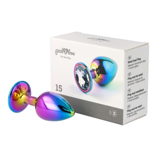 Pick&Love - No. 15 Rainbow Butt Plug With Clear Crystal Size S - Image 9