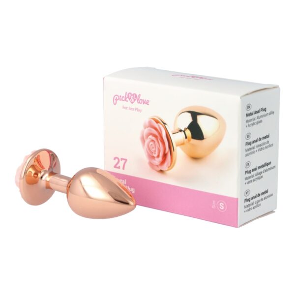 Pick&Love - No. 27 Rose Gold Butt Plug With Pink Flower Size S - Image 9