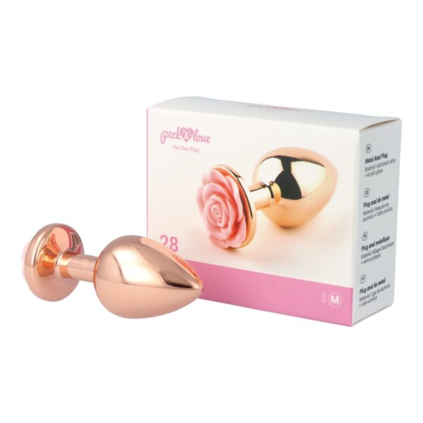 Pick&Love - No. 28 Rose Gold Butt Plug With Pink Flower Size M - Image 9