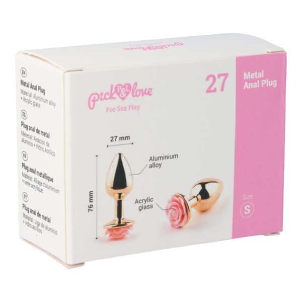 Pick&Love - No. 27 Rose Gold Butt Plug With Pink Flower Size S - Image 10