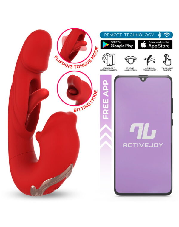 IntoYou - Mouty Biting & Flipping Rabbit Vibrator with App Red