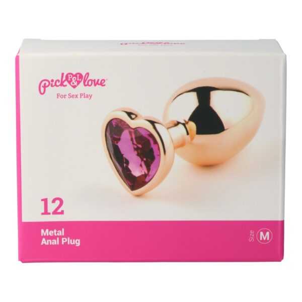 Pick&Love - No. 12 Rose Gold Butt Plug With Pink Heart Size M - Image 7