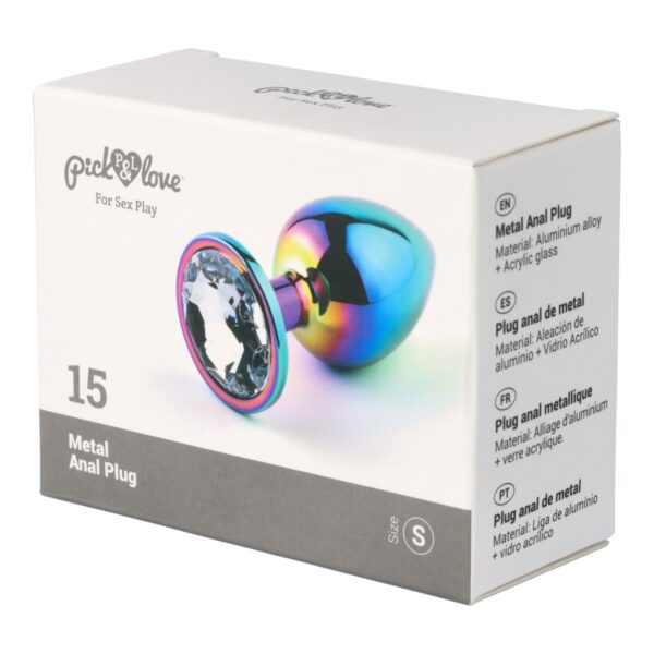 Pick&Love - No. 15 Rainbow Butt Plug With Clear Crystal Size S - Image 7