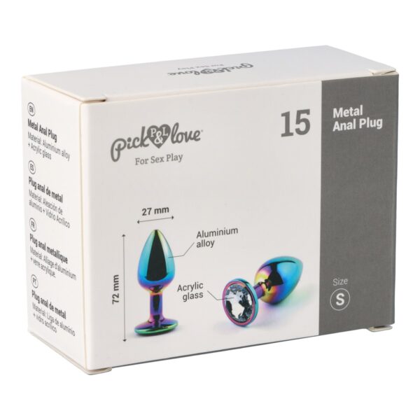 Pick&Love - No. 15 Rainbow Butt Plug With Clear Crystal Size S - Image 6