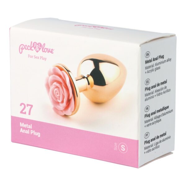 Pick&Love - No. 27 Rose Gold Butt Plug With Pink Flower Size S - Image 8