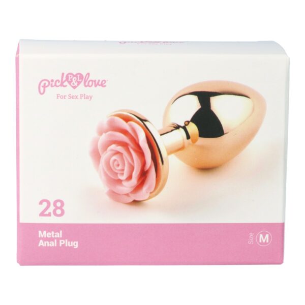 Pick&Love - No. 28 Rose Gold Butt Plug With Pink Flower Size M - Image 11