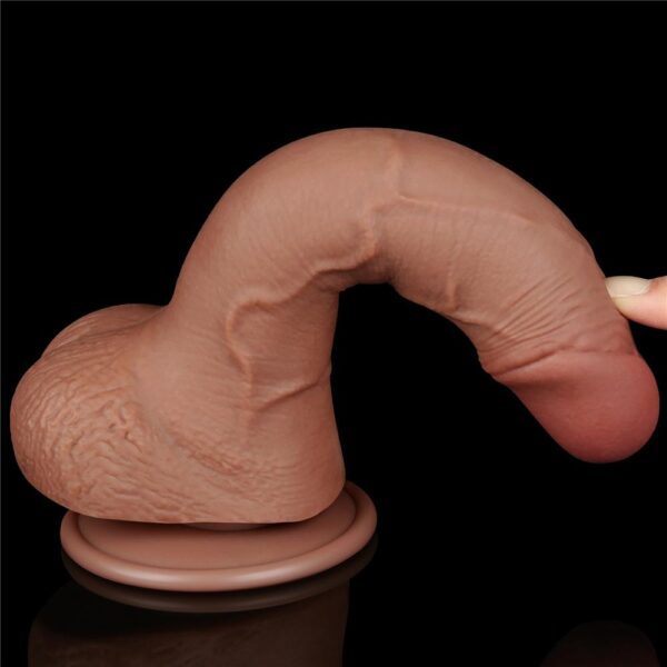 Lovetoy - 7.5 Inch Sliding Skin Dual Layer Uncut Dildo Brown - Image 11