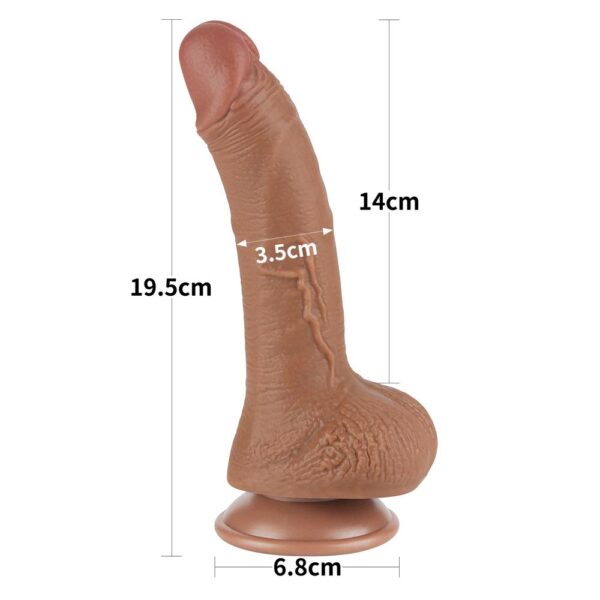 Lovetoy - 7.5 Inch Sliding Skin Dual Layer Uncut Dildo Brown - Image 7