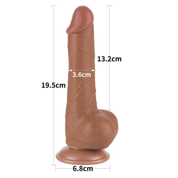 Lovetoy - 7.5 Inch Sliding Skin Dual Layer Ballsy Dildo Brown - Image 7