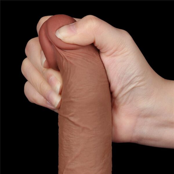 Lovetoy - 7.5 Inch Sliding Skin Dual Layer Ballsy Dildo Brown - Image 13