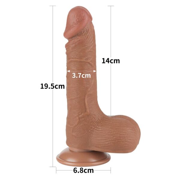 Lovetoy - 7.5 Inch Sliding Skin Dual Layer Ballsy Dildo Brown - Image 7