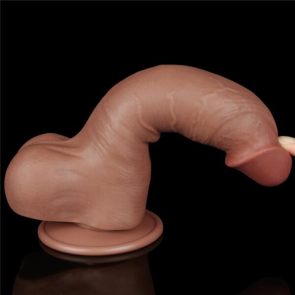 Lovetoy - 8 Inch Sliding Skin Dual Layer Ballsy Dildo Brown - Image 11