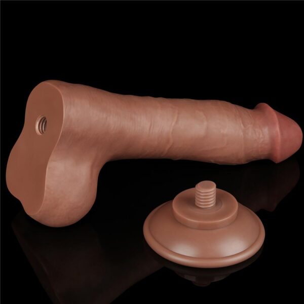 Lovetoy - 8 Inch Sliding Skin Dual Layer Ballsy Dildo Brown - Image 14