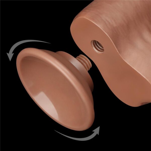 Lovetoy - 8 Inch Sliding Skin Dual Layer Ballsy Dildo Brown - Image 15