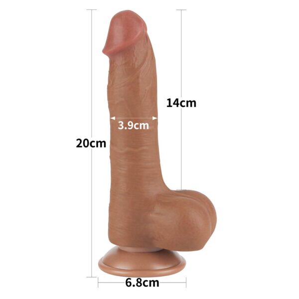 Lovetoy - 8 Inch Sliding Skin Dual Layer Ballsy Dildo Brown - Image 7