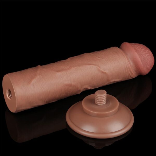 Lovetoy - 8 Inch Sliding Skin Dual Layer Dildo Brown - Image 14