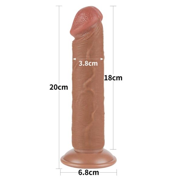 Lovetoy - 8 Inch Sliding Skin Dual Layer Dildo Brown - Image 7