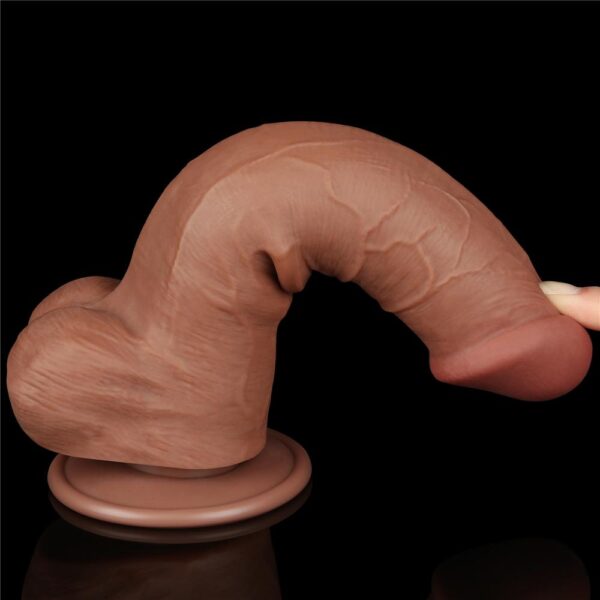 Lovetoy - 8 Inch Sliding Skin Dual Layer Ballsy Dildo Brown - Image 11