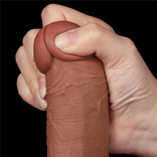 Lovetoy - 8 Inch Sliding Skin Dual Layer Ballsy Dildo Brown - Image 13