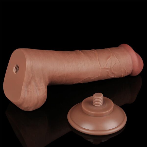 Lovetoy - 8 Inch Sliding Skin Dual Layer Ballsy Dildo Brown - Image 14