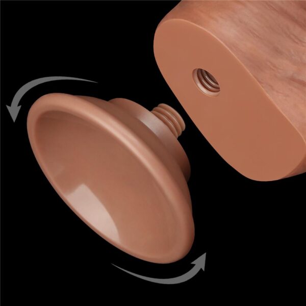 Lovetoy - 8 Inch Sliding Skin Dual Layer Ballsy Dildo Brown - Image 15