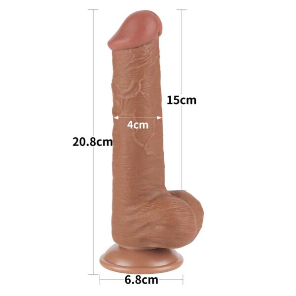 Lovetoy - 8 Inch Sliding Skin Dual Layer Ballsy Dildo Brown - Image 7