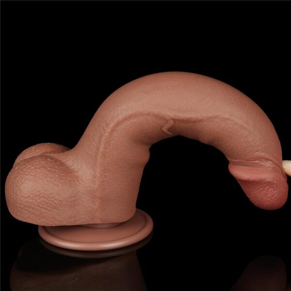 Lovetoy - 8.5 Inch Sliding Skin Dual Layer Dildo Brown - Image 11