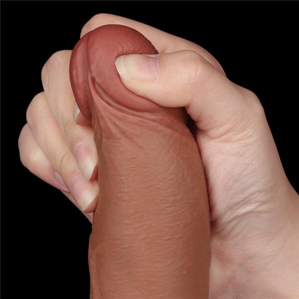 Lovetoy - 8.5 Inch Sliding Skin Dual Layer Dildo Brown - Image 13