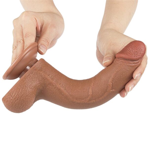 Lovetoy - 8.5 Inch Sliding Skin Dual Layer Dildo Brown - Image 4