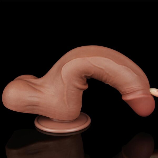 Lovetoy - 8.5 Inch Sliding Skin Dual Layer Dildo Brown - Image 11