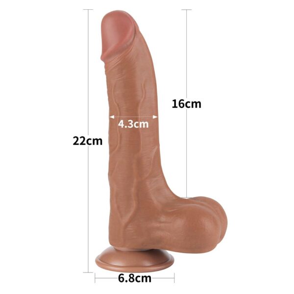 Lovetoy - 8.5 Inch Sliding Skin Dual Layer Dildo Brown - Image 6