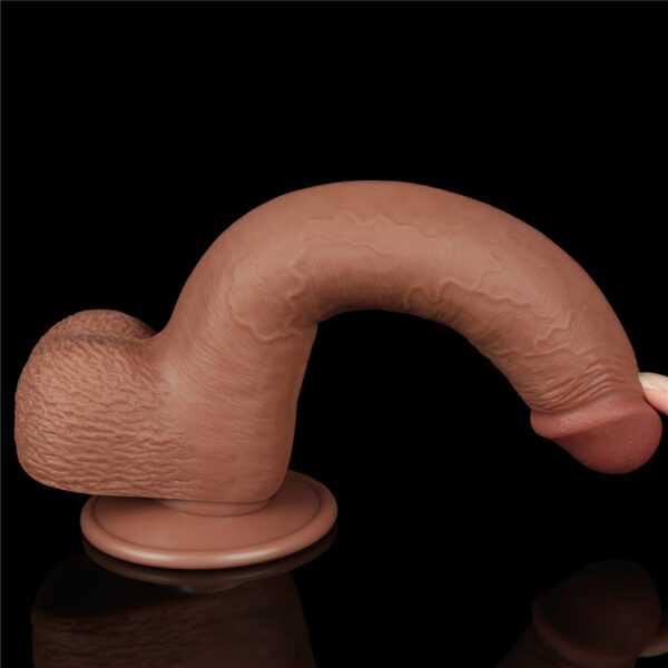 Lovetoy - 9 Inch Sliding Skin Dual Layer Dildo Brown - Image 11