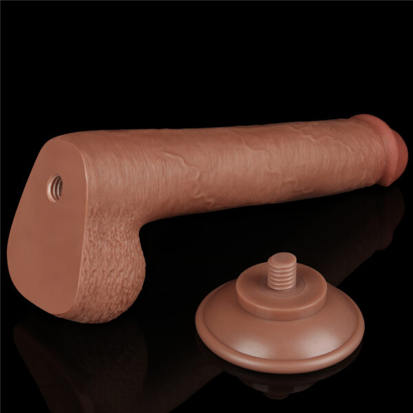 Lovetoy - 9 Inch Sliding Skin Dual Layer Dildo Brown - Image 14