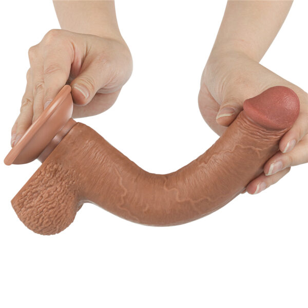 Lovetoy - 9 Inch Sliding Skin Dual Layer Dildo Brown - Image 4