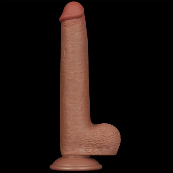 Lovetoy - 9 Inch Sliding Skin Dual Layer Dildo Brown - Image 7