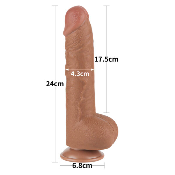 Lovetoy - 9.5 Inch Sliding Skin Dual Layer Dildo Brown - Image 6