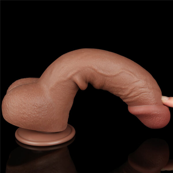 Lovetoy - 9.5 Inch Sliding Skin Dual Layer Dildo Brown - Image 12