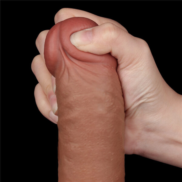 Lovetoy - 9.5 Inch Sliding Skin Dual Layer Dildo Brown - Image 14