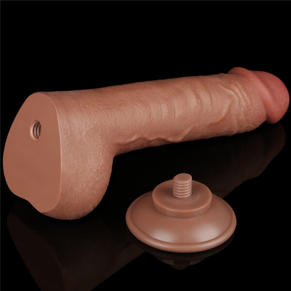 Lovetoy - 9.5 Inch Sliding Skin Dual Layer Dildo Brown - Image 15