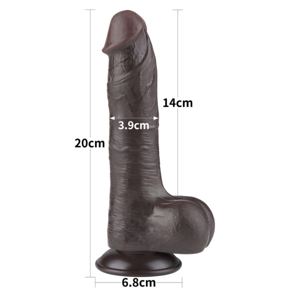 Lovetoy - 8 Inch Sliding Skin Dual Layer Ballsy Dildo Black - Image 2