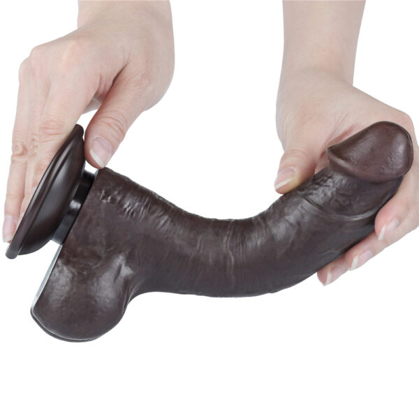 Lovetoy - 8 Inch Sliding Skin Dual Layer Ballsy Dildo Black - Image 8