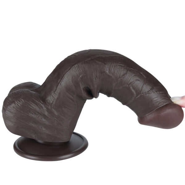 Lovetoy - 8 Inch Sliding Skin Dual Layer Ballsy Dildo Black - Image 4