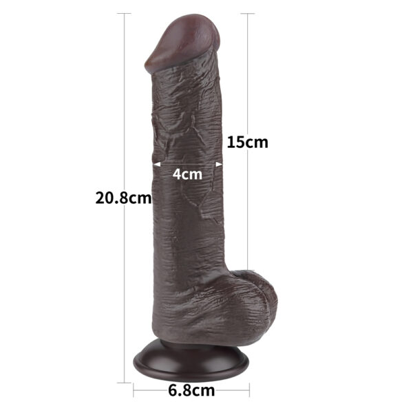 Lovetoy - 8 Inch Sliding Skin Dual Layer Ballsy Dildo Black - Image 3