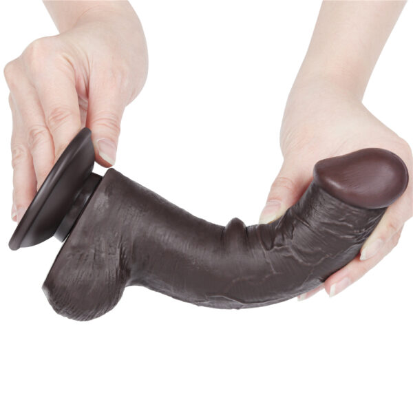 Lovetoy - 8 Inch Sliding Skin Dual Layer Ballsy Dildo Black - Image 8