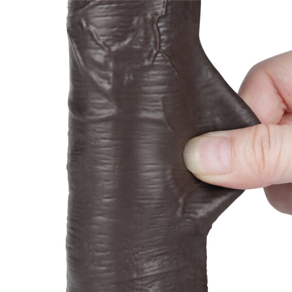 Lovetoy - 8 Inch Sliding Skin Dual Layer Ballsy Dildo Black - Image 10