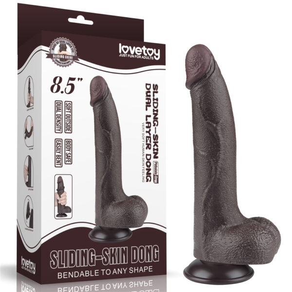 Lovetoy - 8.5 Inch Sliding Skin Dual Layer Dildo Black