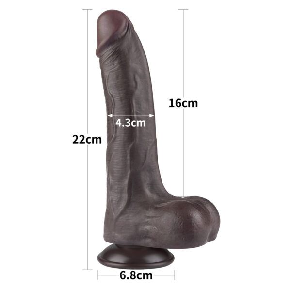 Lovetoy - 8.5 Inch Sliding Skin Dual Layer Dildo Black - Image 3