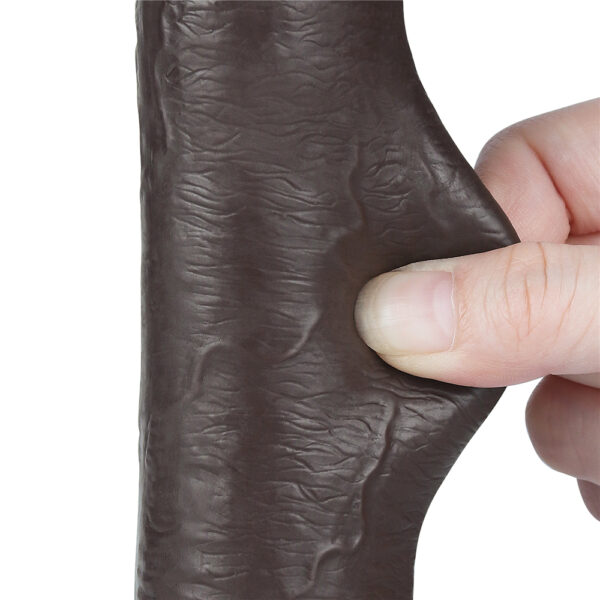 Lovetoy - 9 Inch Sliding Skin Dual Layer Dildo Black - Image 10